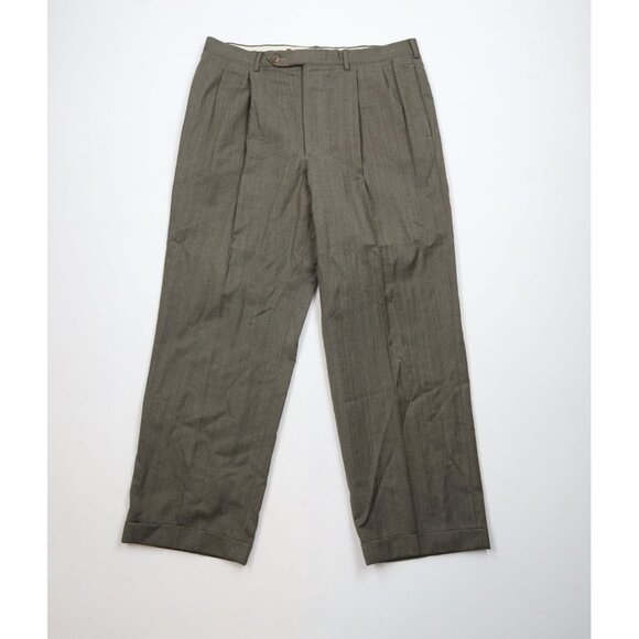 Vintage Other - Vintage 70s Streetwear Mens 34x30 Wool Herringbone Wide Leg Chino Pants USA